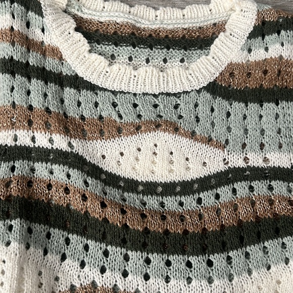 Cider Green Striped Sweater Sleeveless Crop Top XS NWT - Picture 4 of 6